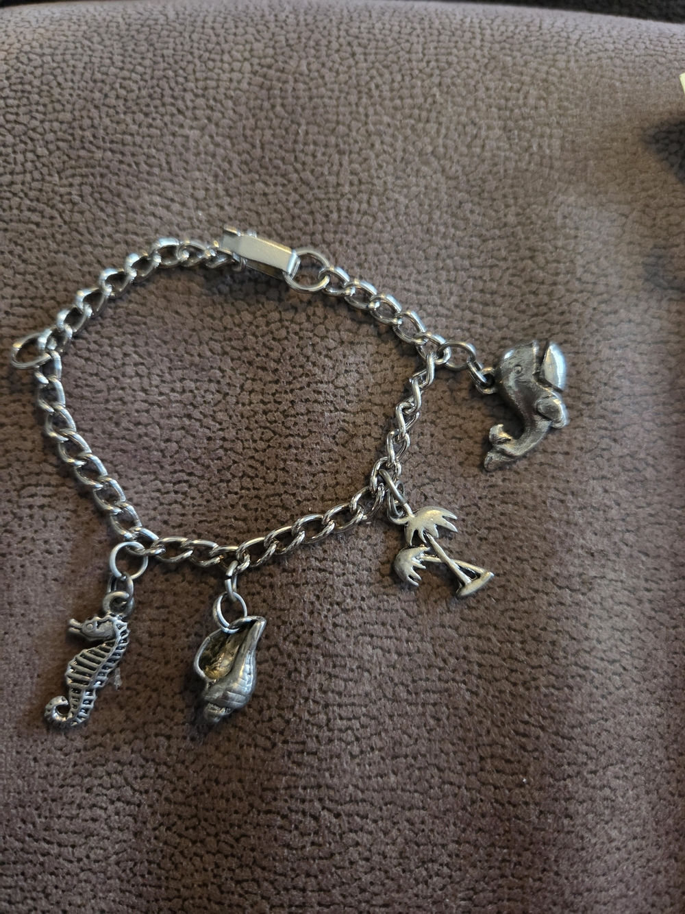 Silver Charm Bracelet Beach-themed Charms